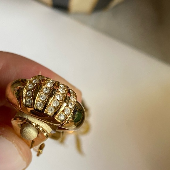 VINTAGE Christian Dior gold tone blue and clear crystals clip on earrings - Picture 16 of 16